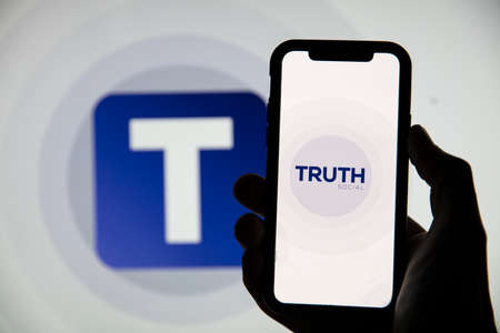 LONDON, UK - May 2021: Truth Social logo, a social network developed by Donald Trumpのeditorial素材