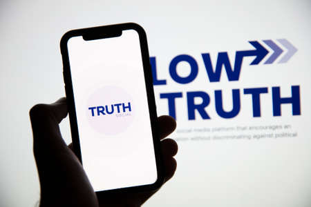 LONDON, UK - May 2021: Truth Social logo, a social network developed by Donald Trumpのeditorial素材