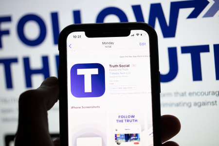 LONDON, UK - May 2021: Truth Social logo, a social network developed by Donald Trumpのeditorial素材