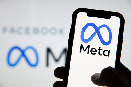 LONDON, UK - October 2021: Facebook social media company changes its corporate name to Metaのeditorial素材