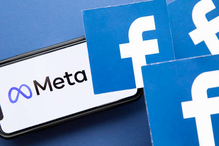 LONDON, UK - October 2021: Facebook social media company changes its corporate name to Meta