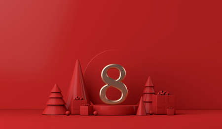 The 12 days of christmas. 8th day festive background. 3D Render