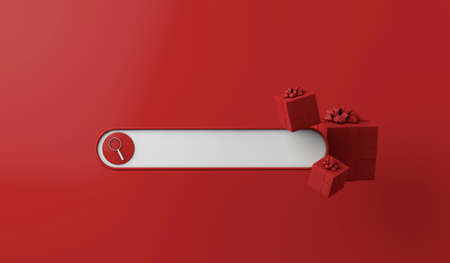 Christmas search bar template with wrapped festive presents. 3D Renderingの写真素材