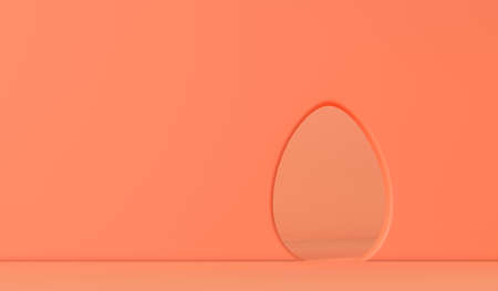 Easter egg shaped hole in a wall background. 3D Rendering