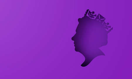 Side profile of her majesty Queen Elizabeth. 3D Renderingの写真素材
