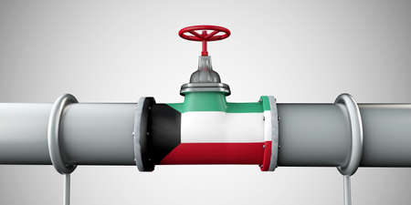 Kuwait oil and gas fuel pipeline. Oil industry concept. 3D Renderingの写真素材