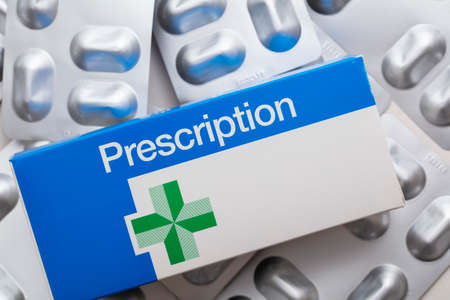 OXFORD, UK - May 2022: NHS medical prescription packaging from the UKのeditorial素材