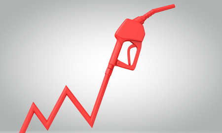 Rising fuel costs. Petrol pump rising chart. 3D Renderingの写真素材