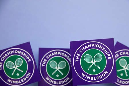 LONDON, UK - June 2022: Wimbledon lawn tennis sports championships logoのeditorial素材