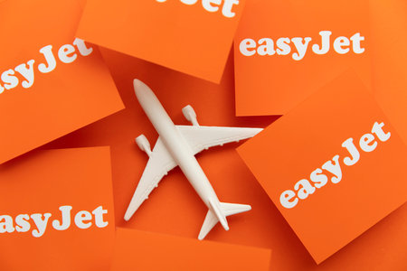 LONDON, UK - July 2022: Easy Jet airline company logo. Easy Jet are a British low cost airlineのeditorial素材