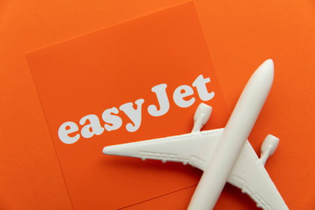 LONDON, UK - July 2022: Easy Jet airline company logo. Easy Jet are a British low cost airlineのeditorial素材