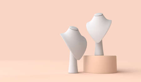 Elegant necklace jewelry presentation showcase stand. 3d renderingの写真素材