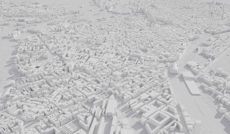 Madrid, Spain city map aerial view. minimal design. 3D Rendering