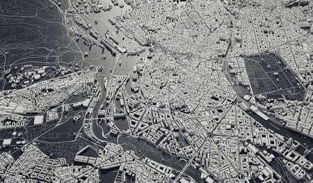 Madrid, Spain city map aerial view. minimal design. 3D Renderingの写真素材