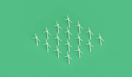 Wind turbine isometric background pattern. Green energy concept. 3D Renderingの写真素材