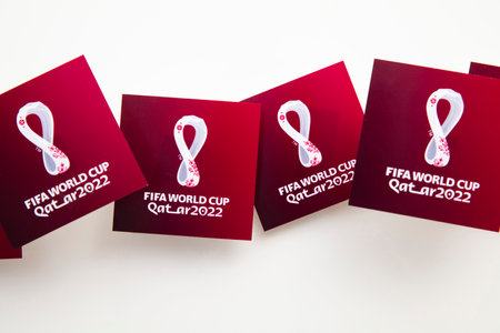 LONDON, UK - September 2022: Official logo for the World Cup 2022 being held in Qatar
