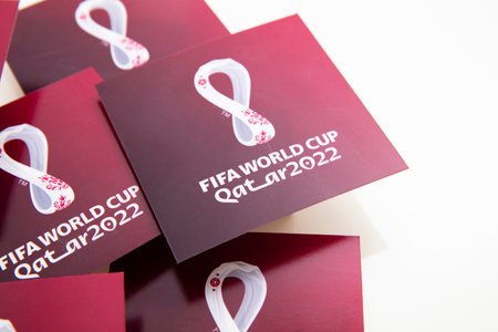 LONDON, UK - September 2022: Official logo for the World Cup 2022 being held in Qatar