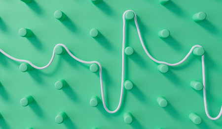 Abstract business problem solving concept. String finding route through a pin board. 3D Rendering
