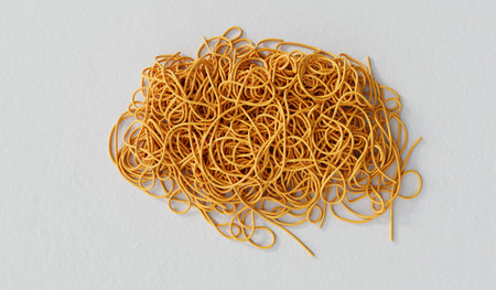 A tangled pile of string or wire. Confusion and thought process concept. 3D Rendering