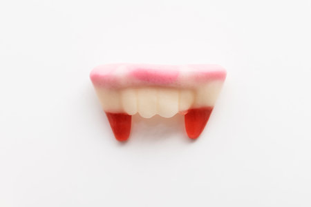spooky halloween trick or treat vampire fang candy sweetsの写真素材
