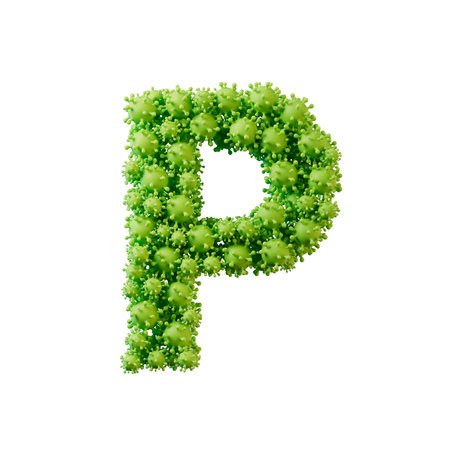 Letter P made from a virus flu and germ molecule. 3D Renderingの写真素材