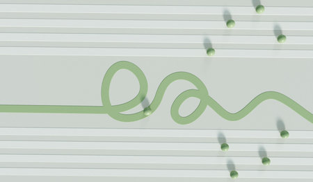 Straight line verses winding route. Path to success. Business strategic planning. 3D Renderingの写真素材