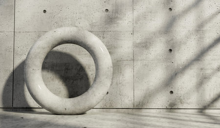 Abstract empty, modern concrete room with sunlight from a window. industrial interior background, 3D Renderingの写真素材