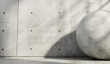 Abstract empty, modern concrete room with sunlight from a window. industrial interior background, 3D Renderingの写真素材