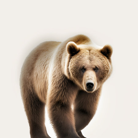 An adult brown bear isolated on a white background. Generative aiの素材