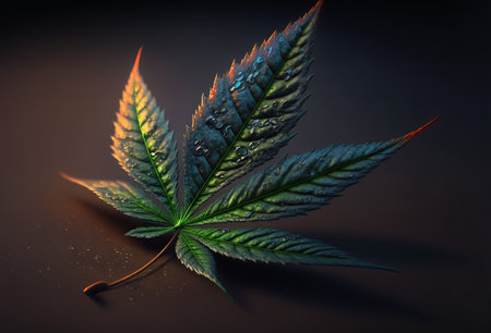 Cannabis marijuana single leaf. Generative aiの素材