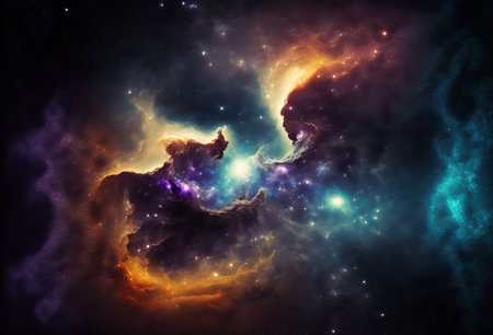 Abstract outer space endless nebula galaxy background. Generative aiの素材