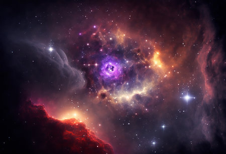 Abstract outer space endless nebula galaxy background. Generative aiの素材