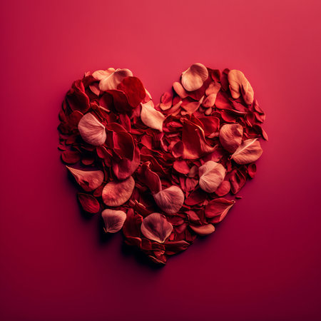 Romantic love heart shape made from flower petals. Generative aiの素材