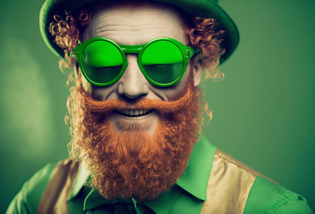 A modern trendy leprechaun character wearing sunglasses. Generative aiの素材