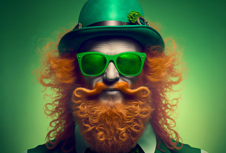 A modern trendy leprechaun character wearing sunglasses. Generative aiの素材