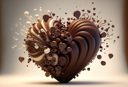 Chocolate heart romantic gift background. Generative aiの素材