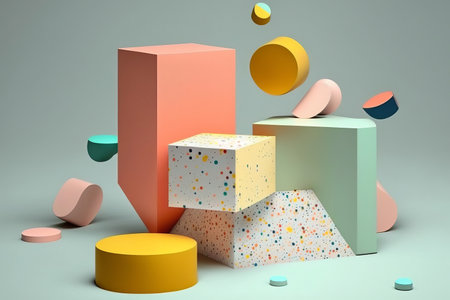 Product display podium made with colourful terrazzo marble. Generative aiの写真素材
