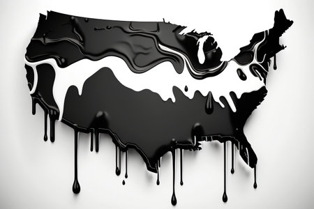 Map of the USA made from oil. Fuel and energy concept. Generative aiの素材