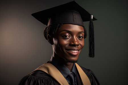 Portrait of an african american male university college graduate. Generative aiの素材