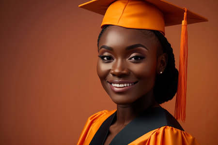 Portrait of an african american female university college graduate. Generative aiの素材