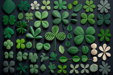 St patricks day lucky four leaf clover background. Generative aiの写真素材