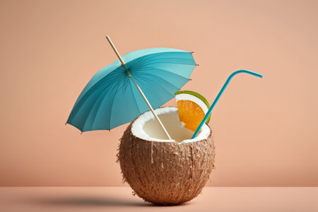 Tropical coconut juice cocktail drink. Generative aiの素材