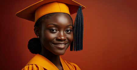 Portrait of an african american female university college graduate. Generative aiの素材