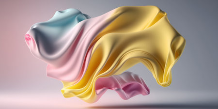 elegant abstract flowing satin silk fabric background. pastel colours. Generative aiの写真素材