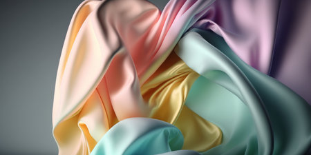 elegant abstract flowing satin silk fabric background. pastel colours. Generative aiの写真素材
