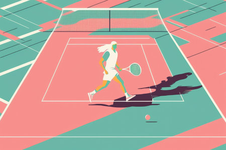 Tennis player. competitive sport. Abstract illustration style. Generative aiの素材