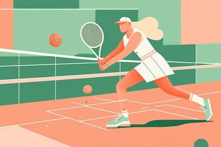 Tennis player. competitive sport. Abstract illustration style. Generative aiの素材