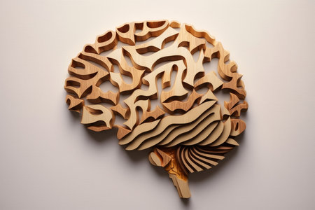 Brain shape made from wooden block shapes. Generative aiの素材