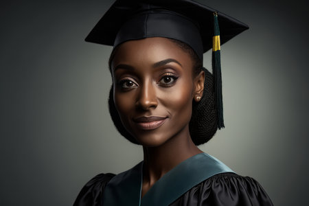 Portrait of an african american female university college graduate. Generative aiの素材