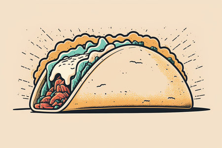 Drawing of a taco. Mexican street food drawing illustration. Generative aiの素材